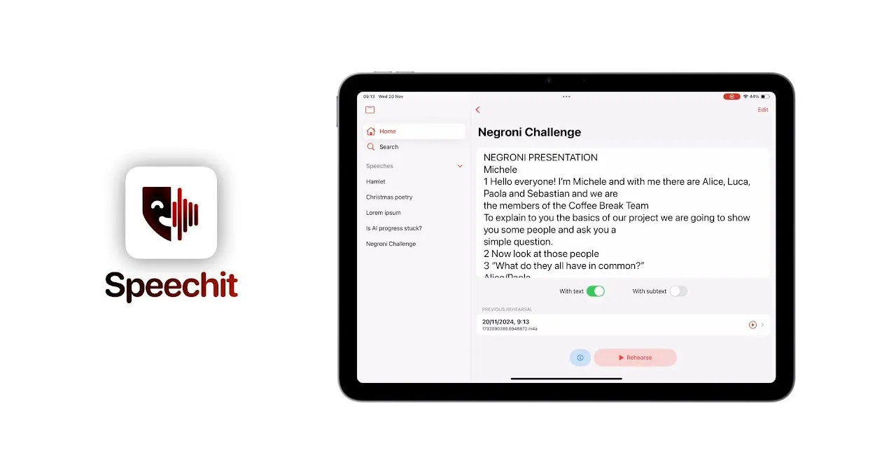 Screenshot of Speech It